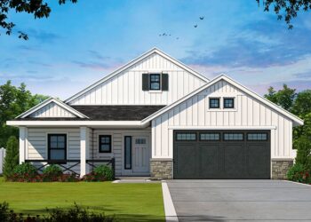Splendid New American Home Plan with Pocket Office – 1,619 sq ft, 2–3 Beds & 2.5 Baths
