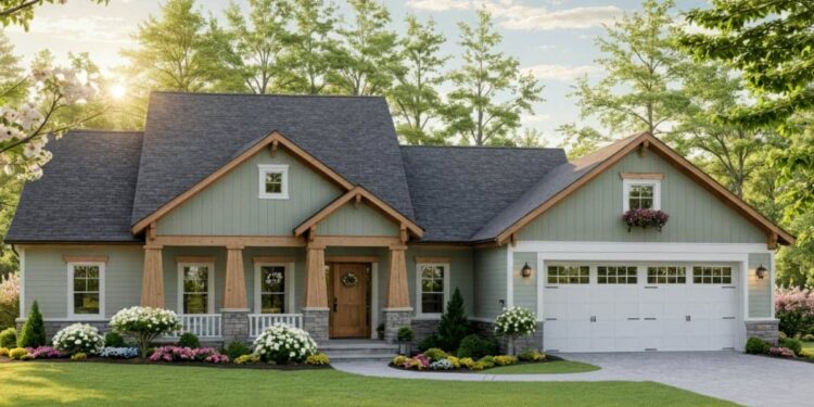 Craftsman House Plan with Split Bedrooms, Open Living, and Covered Porches ~ 1924 sqft.