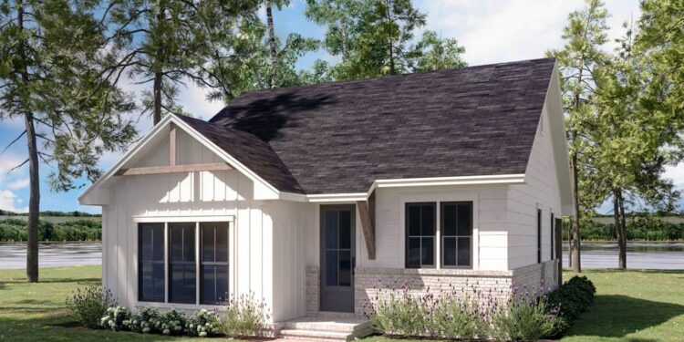 2-Bedroom Traditional Cottage with Front & Rear Porches (1,000 Sq Ft)