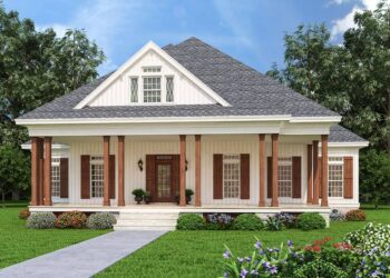 Raised Cottage with Wrap Porches & Optional Detached Garage – 1608 sqft