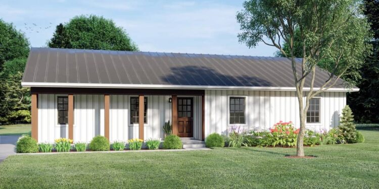 1400 Sq Ft 3-Bedroom Ranch with 5-Columned Front Porch
