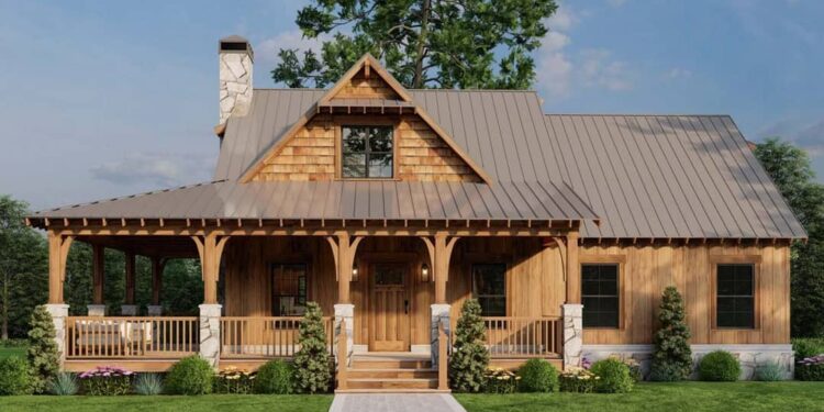 Rustic 2-Bed Home Plan with Walkout Basement – 1,766 sq ft • 2 Beds & 2.5 + Baths
