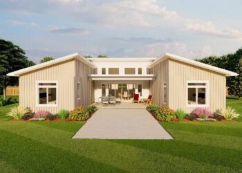 Split-Bedroom Modern House Under 1,200 Sq Ft with Vaulted Ceiling