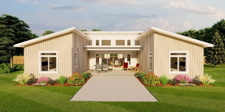 Split-Bedroom Modern House Under 1,200 Sq Ft with Vaulted Ceiling