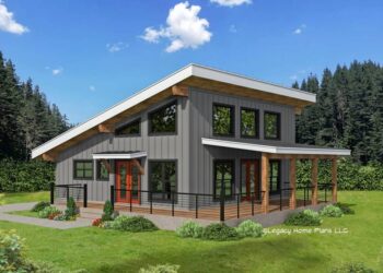 1200 Sq Ft Modern Lake House Plan with Loft – 2 Bedrooms & 1 Bath