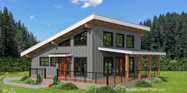 1200 Sq Ft Modern Lake House Plan with Loft – 2 Bedrooms & 1 Bath