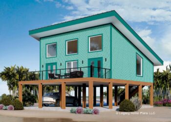 1,105 Sq Ft Coastal Contemporary House Plan on a Pier Foundation – 2 Bedrooms & Loft