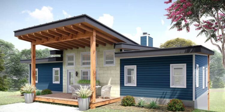 2-Bedroom Mid-Century Modern Home with Vaulted Porch (1,541 Sq Ft)