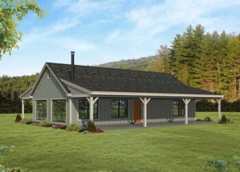 One-Story Country Home with Deep Front & Rear Porches – 1200 sqft.