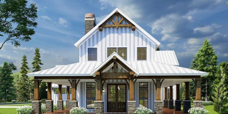 Rustic Home with Wraparound Porch & 2-Story Great Room – (3,014 Sq Ft)