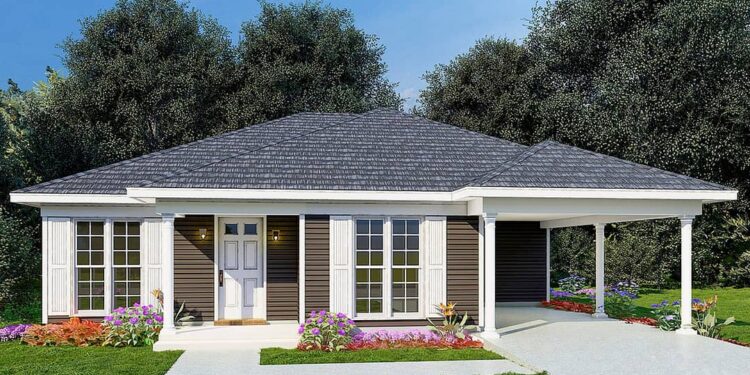 3-Bed Southern Cottage with Carport (1,174 Sq. Ft.)