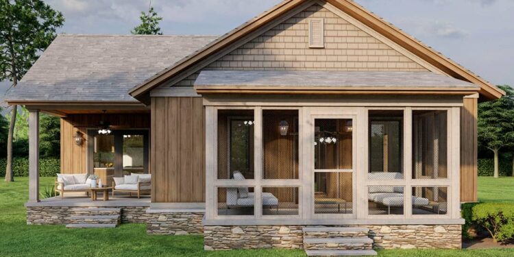 Rustic 2-Bed Cottage Under 1,100 Sq Ft with Vaulted Great Room — (1,071 Sq Ft)