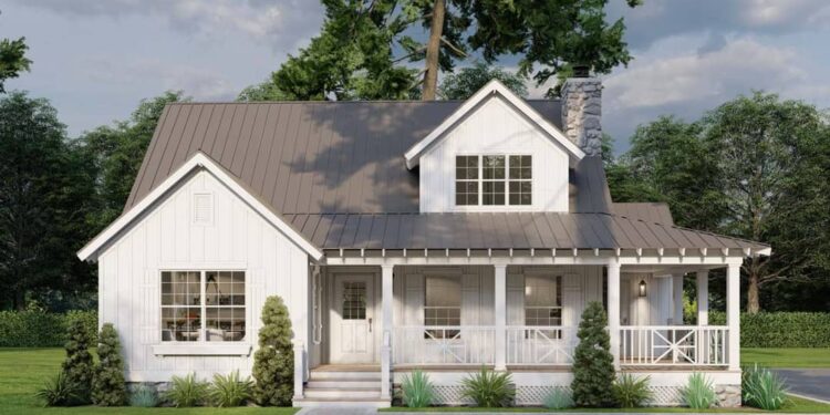 Rustic Country House Plan with Loft Overlook – 1,836 sq ft, 3 Beds & 2 ½ Baths
