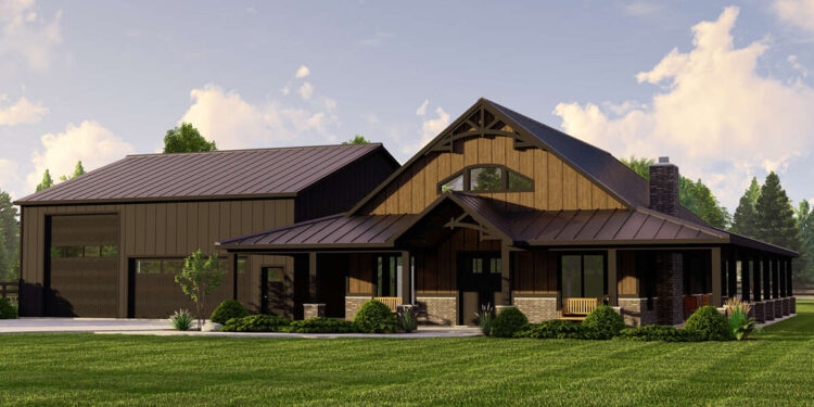 Barn-Style Home Plan – 2,050 sq ft | 3 Bedrooms & 2 Bathrooms