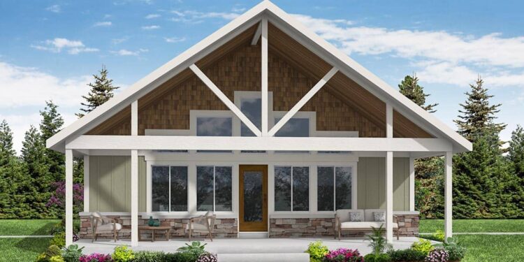 2-Bed, 1,360 Sq Ft Vacation Cottage with Vaulted Open-Concept Living & Loft Expansion
