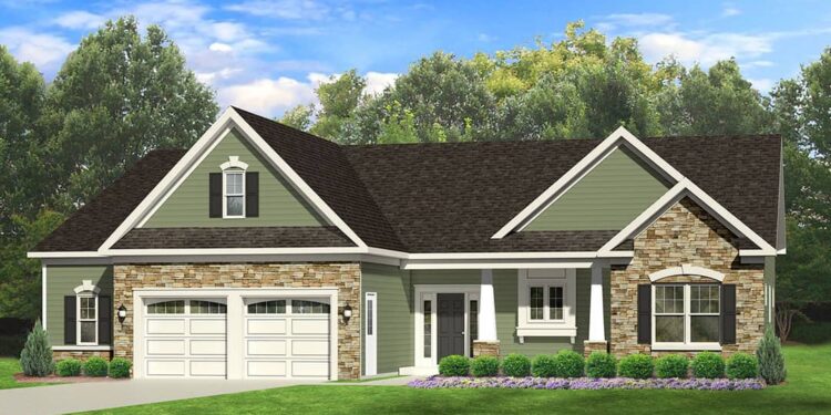 3-Bed Ranch Home Plan with Additional Storage in Garage – 1,746 Sq Ft | 3 Bedrooms & 2 Bathrooms