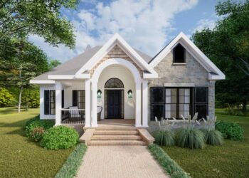European Cottage with Stone Accents – 1,108 Sq Ft, 2 Beds & 2 Baths