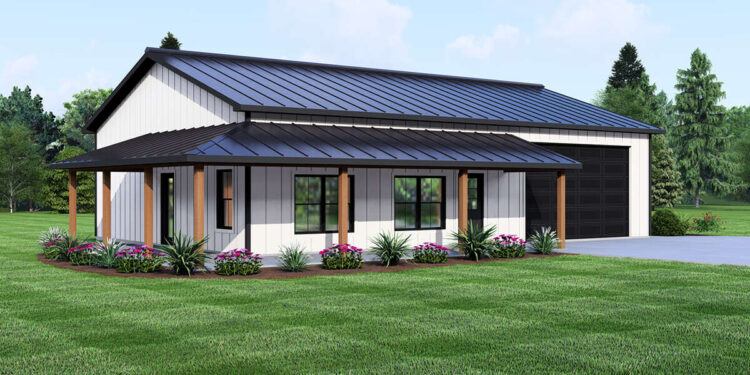 Barn-Style Home Plan – 1,307 sq ft • 3 Bedrooms • 1 Bathroom