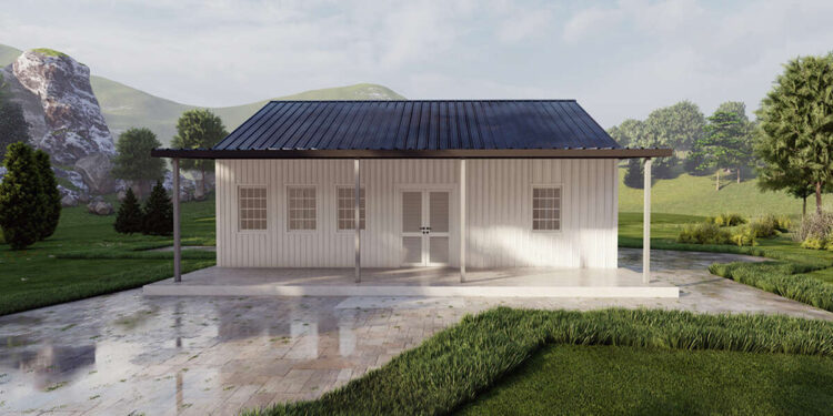 1-Bedroom Modern Farmhouse with Covered Porch – 1,200 Sq. Ft.