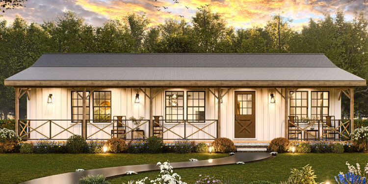 Modern Farmhouse Plan – 1,056 sq ft • 3 Beds & 2 Baths