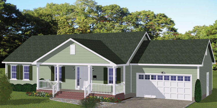 Country Plan – 1,392 Sq Ft | 3 Bedrooms • 2 Bathrooms • 2-Car Garage