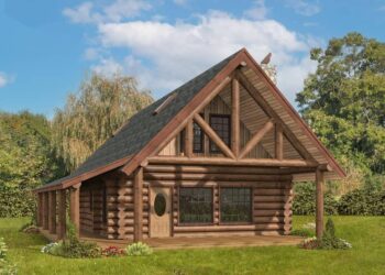 1-Bed Log Cabin with Loft & Wrap-Around Porch – 1,340 Sq Ft