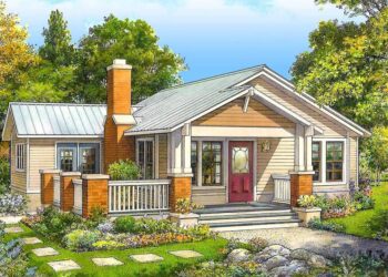 Simply Sweet 2-Bed Cottage Plan with Front Porch – 1,107 Sq Ft | 2 Beds & 2 Baths
