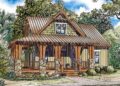 Rustic House Plan with L-Shaped Porch – 1,374 Sq Ft | 3 Bedrooms • 2 Bathrooms
