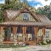 Rustic House Plan with L-Shaped Porch – 1,374 Sq Ft | 3 Bedrooms • 2 Bathrooms