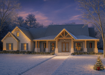 2,961 Sq Ft Hill-Country Farmhouse — 4-Bed, Home Office & Bonus Room (Plan 51909HZ)
