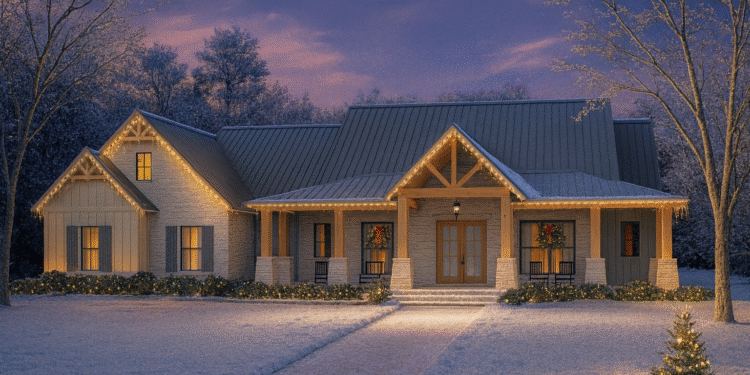 2,961 Sq Ft Hill-Country Farmhouse — 4-Bed, Home Office & Bonus Room (Plan 51909HZ)
