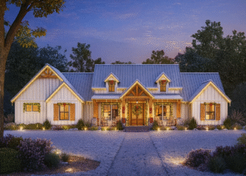 2,343 Sq Ft Modern Farmhouse — 4-Bed with Vaulted Master (Plan 56550SM)
