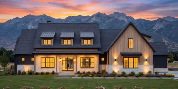 3680 sq ft Modern Farmhouse Plan with 4 Bedrooms and 4.5 Bathrooms