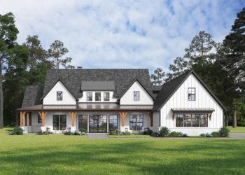 3392 sq ft Modern Farmhouse Plan with 4 Bedrooms and 4.5 Bathrooms