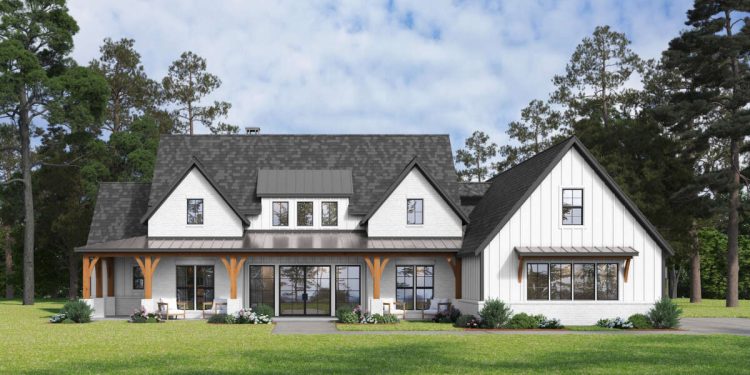 3392 sq ft Modern Farmhouse Plan with 4 Bedrooms and 4.5 Bathrooms