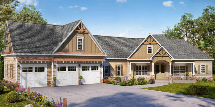 3038 sq ft Country House Plan with 4 Bedrooms and 3.5 Bathrooms