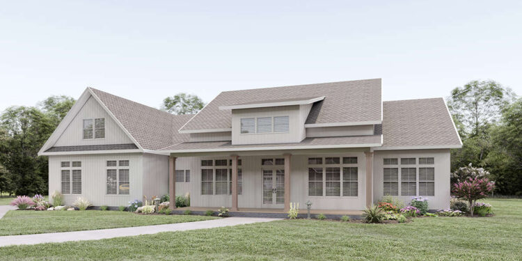 2938 sq ft Modern Farmhouse Plan with 4 Bedrooms and 3.5 Bathrooms