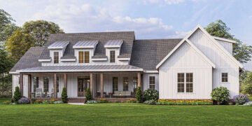 2762 sq ft Modern Farmhouse Plan with 4 Bedrooms and 3.5 Bathrooms