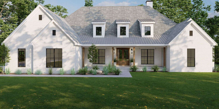 3240 sq ft Modern Farmhouse Plan with 4 Bedrooms and 3.5 Bathrooms