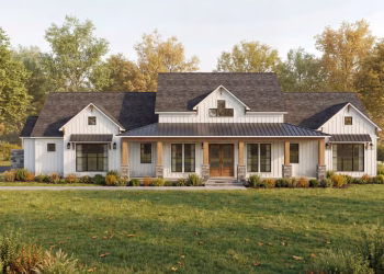 2692 sq ft Elegant Modern Farmhouse House Plan with 3-Car Garage and Outdoor Living