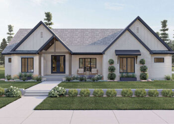 2553 sq ft Modern Farmhouse Plan with 4 Bedrooms and 3.5 Bathrooms
