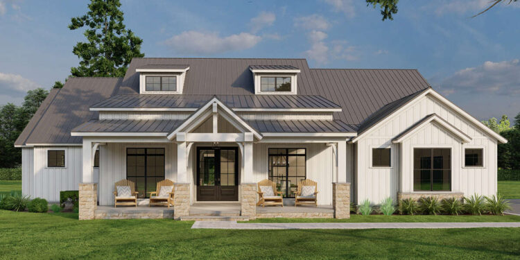 2679 sq ft Modern Farmhouse Plan with 4 Bedrooms and 3.5 Bathrooms
