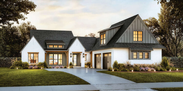 2768 sq ft Modern Farmhouse Plan with 4 Bedrooms and 3.5 Bathrooms